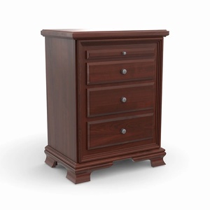 The <b>bedside</b> <b>table</b> is made of <b>high</b> quality solid mahogany wood in dark brown color and has 4 drawers for indoor use. - Product Image 2