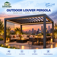 Pavillon motorisé de style luxueux avec toit à lamelles et verre pliant sans cadre pour espace de terrasse de complexe hôtelier de bord de mer haut de gamme