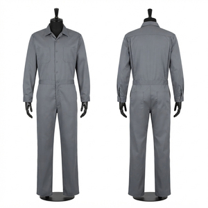Premium Quality 240 GSM Poly Cotton CE Certified Breathable <b>Waterproof</b> <b>Work</b> Uniform Grey Coverall Long Sleeve Chest Pockets - Product Image 1