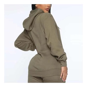 Survêtement décontracté 2 pièces pour femme, personnalisé, en gros, hiver, manches longues, couleur unie, en molleton respirant polyester/coton - Product Image 3