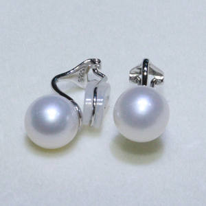 Boucles d'oreilles simples et basiques en perles d'eau douce pour femmes, argent S925 avec une forte luminosité, bijoux polyvalents ronds pour oreilles - Product Image 2