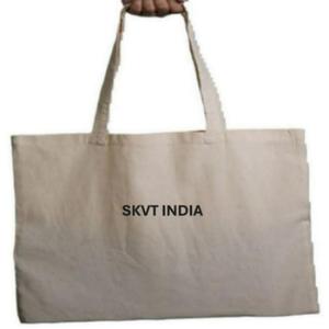 Eco-Friendly Organic Cotton Recyclable Tote Bag Hand Length Handle Reusable Grocery Shopping Customizable Silk Screen SKVT INDIA - Product Image 1