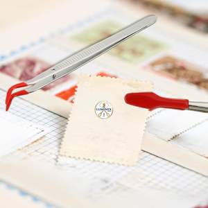 Juego de 2 Pinzas con Puntas de Goma, Pinzas con Puntas Rectas y Curvas, Recubiertas de PVC para Sellos, Monedas, Joyería y Manualidades - Product Image 5