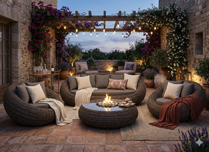 Modern Outdoor Garden Furniture Set Luxury Synthetic PE Rattan Wicker <b>Patio</b> Sofa Set <b>Round</b> Sectional Sofa Couch With <b>Table</b> - Product Image 6
