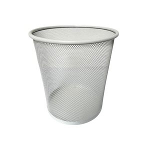 Corbeille à papier ronde en maille blanche, poubelle ouverte sans couvercle, 23,5x22,5 cm - Product Image 4