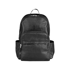 Bolsa de pañales de cuero multifuncional, espaciosa, para artículos esenciales del bebé, para biberones, juguetes, con logo personalizado, mochila de cuero negra para mamá - Product Image 1