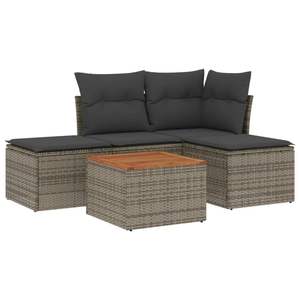 Conjunto de Sofá Modular Estándar de Ratán Gris para Jardín, 4 Plazas, Muebles de Exterior Contemporáneos - Product Image 4