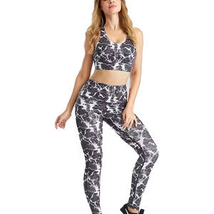 Conjunto de 2 piezas de leggings de yoga y sujetador deportivo para mujer, sublimación personalizada en tela de poliéster y spandex, conjuntos de ropa de yoga personalizados - Product Image 4