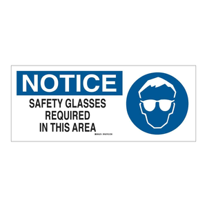 Señal de Advertencia de Uso de Gafas de Seguridad Brady para Áreas Industriales y de Laboratorio - Product Image 1