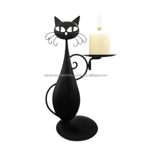 Bougeoir en métal en forme de chat de la meilleure qualité, parfait pour les fêtes à la maison et la décoration d'événements, disponible en plusieurs styles et tailles - Product Image 1
