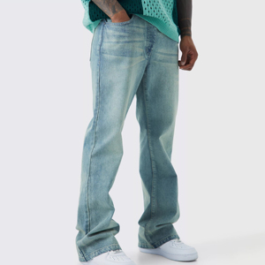 <b>Men's</b> Light Blue Straight-Leg <b>Jeans</b> Midweight Cotton Denim Casual Loose Fit Regular Wash Summer Style - Product Image 5