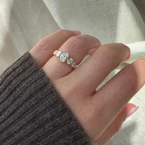 7 Stone Oval Cut Lab Grown Diamond Engagement Ring Dainty Multi Stone Anniversary Stackable Band Custom 10K 14K 18K <b>Solid</b> Gold - Product Image 5