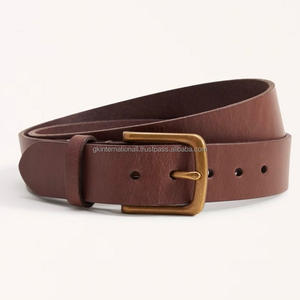 Ceinture décontractée en cuir pleine fleur marron boucle en métal plaqué laiton massif ceintures et accessoires de mode pour hommes approvisionnement en usine - Product Image 3