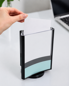 Modern Customized for Pre-Assembled A4/A5/A6 3-Sided <b>Rotating</b> Sign Holder Revolving Base Corner <b>Shelf</b> Menu Holder - Product Image 1