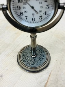 Black Modern Brass <b>Table</b> <b>Clock</b> with Designer Base Handmade and Portable Promotional Gift-OLD WORLD TREASURE HANDICRAFTS BC-003 - Product Image 2