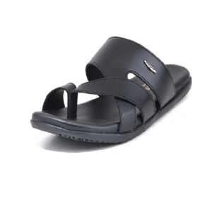 <b>Leather</b> Black Slip On Sandals for <b>Men</b> Elegant Casual Footwear Comfortable Open Back Design for Home Travel and Everyday - Product Image 2