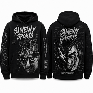 White Hoodie <b>Men's</b> Black Printed Casual Sweatshirt with Chemical Design and Back Quote Control Is An Illusion - Product Image 4
