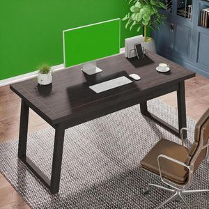 55 pollici in legno metà del secolo moderno Executive Desk Home Office studio tavolo da scrittura con cassetto rustica PC scrivania del computer portatile - Product Image 3