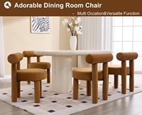 Chaises de salle à manger modernes en tissu velours brun jaunâtre rembourrées chaises d'appoint sans bras pour cuisine salon
