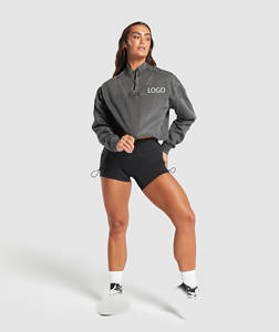 เสื้อฮู้ดครอปท็อปผู้หญิง ผ้าฝ้ายฟลีซคุณภาพสูง 100% แบบย้อมสีเอซิด ปักลายตามสั่ง สำหรับฤดูหนาว แห้งเร็ว เป็นมิตรต่อสิ่งแวดล้อม - Product Image 4