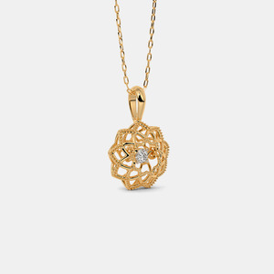 14K Yellow Gold Geometric Mandala Lab Grown Diamond Pendant Necklace - Product Image 4