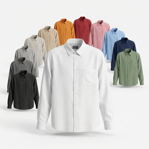 Chemise habillée décontractée à manches longues en mélange de coton Pro Felt, personnalisable, pour tenue formelle et de bureau, boutonnée, vente en gros OEM ODM - Product Image 1