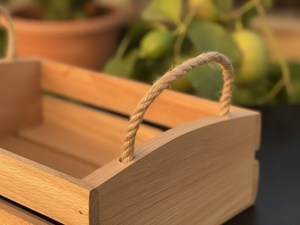 Panier de rangement en bois moderne et écologique avec poignées, durable, multi-usages, boîte de rangement décorative pour garde-manger, buanderie, chambre à coucher - Product Image 3