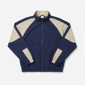 <b>Women's</b> <b>Navy</b> Blue Color Blocked Track Suit Full Sleeve Stand Collar Sporty Wear Breathable Lightweight 2 Piece Set Made in Pak - Product Image 3