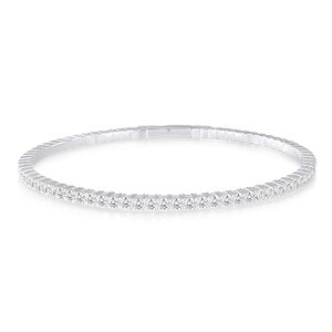 Brazalete de Diamante Cultivado en Laboratorio, Certificado por IGI, Chapado en Oro de 14K y Rodio, Corte Brillante Flexible, Joyería Minimalista de Lujo para Bodas y Fiestas - Product Image 1