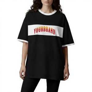 Customized <b>Women's</b> Loose Fitting Workout <b>Black</b> O neck Drop Shoulder Oversized T-<b>Shirts</b> Plain Washed Vintage T-<b>Shirts</b> For <b>Women</b> - Product Image 1