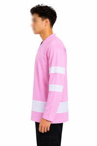 Maillot de hockey sur glace rose personnalisé, design sur mesure, respirant, écologique, 100% polyester, vêtements de sport pour équipes professionnelles - Product Image 2