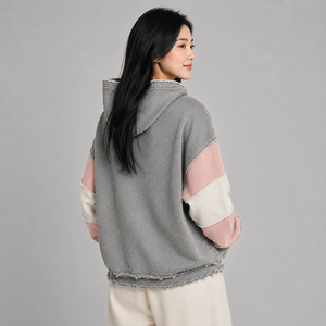 Latest OEM Wholesale <b>Women's</b> Distressed <b>Hoodie</b> Custom Logo <b>Soft</b> Cotton Fleece Warm Breathable Casual <b>Women</b> Distressed <b>Hoodie</b> - Product Image 3
