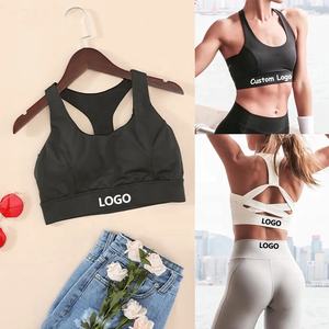 Soutien-gorge de sport pour femme, col en V, dos nu, halter, à fort impact, blanc et noir, avec logo personnalisé, idéal pour le fitness, la gym et le yoga – Vente en gros, haute qualité - Product Image 5