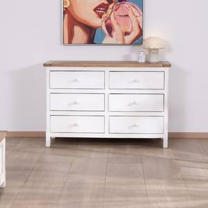 Cómoda de 6 cajones Vandana Royal Style en acacia blanca Equinoxe con tapa natural - Product Image 1