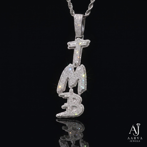 Collier avec pendentif lettre en moissanite couleur argent, plaqué or rose/or, plaqué rhodium, bijoux pour homme, cadeau - Product Image 2