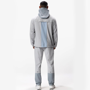 Chaqueta Cortavientos con Capucha para Hombre, Ligera, con Cierre Completo, Transpirable, de Secado Rápido, con Bloques de Color, Chaqueta Deportiva Personalizada de Poliéster para Hombre - Product Image 5