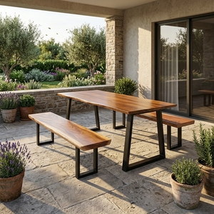 Mesa de Comedor Moderna Minimalista de Madera, Patas Rectangulares de Metal, Estable, Duradera e Impermeable, Muebles para Comedor con Capacidad para 6 Personas - Product Image 6