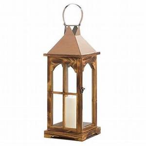 Farol de Jardín Rústico de Madera con Tapa Metálica, Portavelas Decorativo para Interiores y Exteriores, Farol Colgante de Madera para Decoración de Bodas - Product Image 2