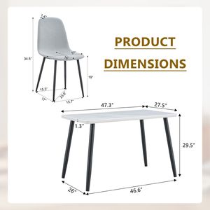 Set Moderno di Tavolo da Pranzo Rettangolare e Sedie per 4-6 Persone, Piano in Vetro Temperato Bianco con Base in MDF per Sala da Pranzo - Product Image 5