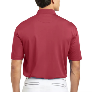 Polo de Manga Corta Rojo Sólido para Hombre, 100% Algodón Piqué, Transpirable, Corte Regular Informal - Product Image 3