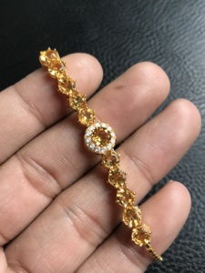 925 Silver Gold Plated Yellow Citrine Tennis <b>Bracelet</b> Adjustable Fashion Jewelry for Women Citrine Gemstone <b>Drawstring</b> - Product Image 2