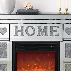 W 46\" X D 12.6\" X H 41\" Acrylic Diamond <b>Mirror</b> Fireplace Cabinet <b>TV</b> Electric Fireplace Cabinet - Product Image 5