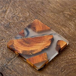 Posavasos de Resina de Madera de Pino Natural Únicos, Posavasos Cuadrados Ecológicos, Portavasos Rústicos de Madera, Decoración Creativa para Mesa - Product Image 1