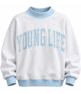 Wholesale Custom Women’s <b>Mock</b> Neck Sweatshirt 100% Cotton Fleece Oversized Gingham Logo Embroidered Private Label Apparel - Product Image 1