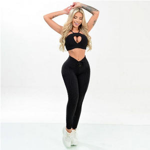 Ensemble de sport pour femme, vente en gros sur mesure en usine, 2 pièces sans couture, manches longues, legging et crop top, pour fitness et yoga - Product Image 4