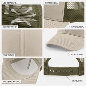 OEM Manufacturer Custom Custom Embroidered Logo Trucker <b>Cap</b> Perforated Mesh Back Polyester Front Panel For Casual - Product Image 4