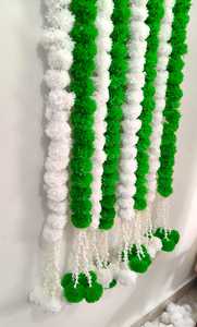 พวงมาลัยห้อยประดับดอกดาวเรืองสีเขียวลากันเทียมสำหรับตกแต่งงานแต่งงานสายดอกฮาลด์เมดและของตกแต่งเทศกาล - Product Image 5