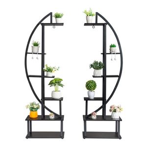 Artisasset 2pcs Ironwood Half Moon Plant Stand for 6th Floor Garden Balcony Patio Lawn Home Decor Flower Pot Stand - Product Image 1