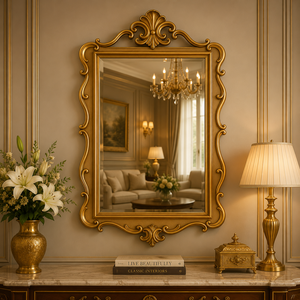 Imperia <b>Arch</b> Wooden Carving Wall Mirror Handcrafted Decorative <b>Frame</b> Statement Accent Mirror Premium Home Entryway Decor - Product Image 4
