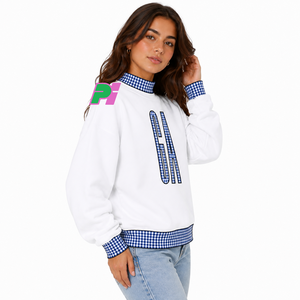 Sweat-shirt à col montant Georgia State avec lettrage et bordures à carreaux, sweat-shirt personnalisé à col montant GA, vêtement d'hiver - Product Image 3